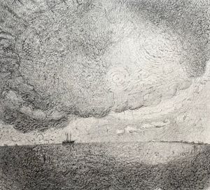 Het wad bij Den Helder, de laatste schepen verlaten de Sail.